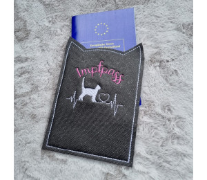 Stickserie ITH - Impfpasshülle Katzenkopf Ohren - 11 Motive Katze in 4 Varianten inkl. Blanko